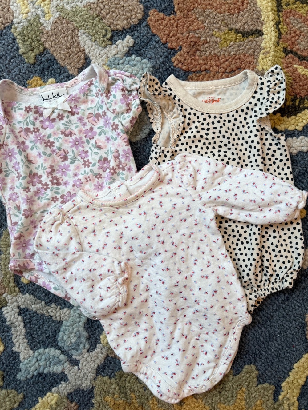 Janie and Jack Pink Floral Cat & Jack + Nicole Miller Floral Onesies 3-6 Month